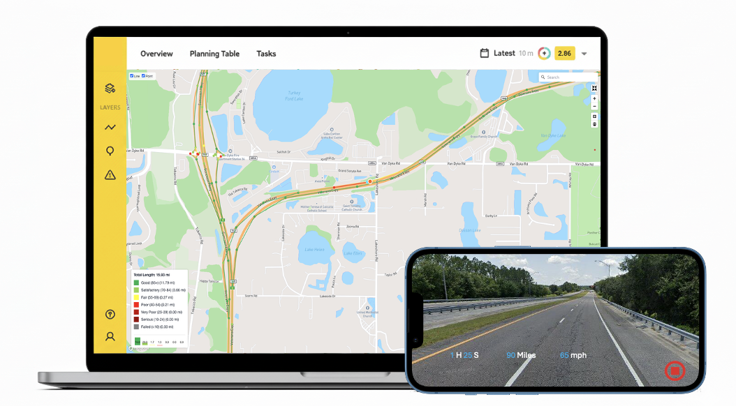 Road Robin web dashboard with network condition map and mobile capture app